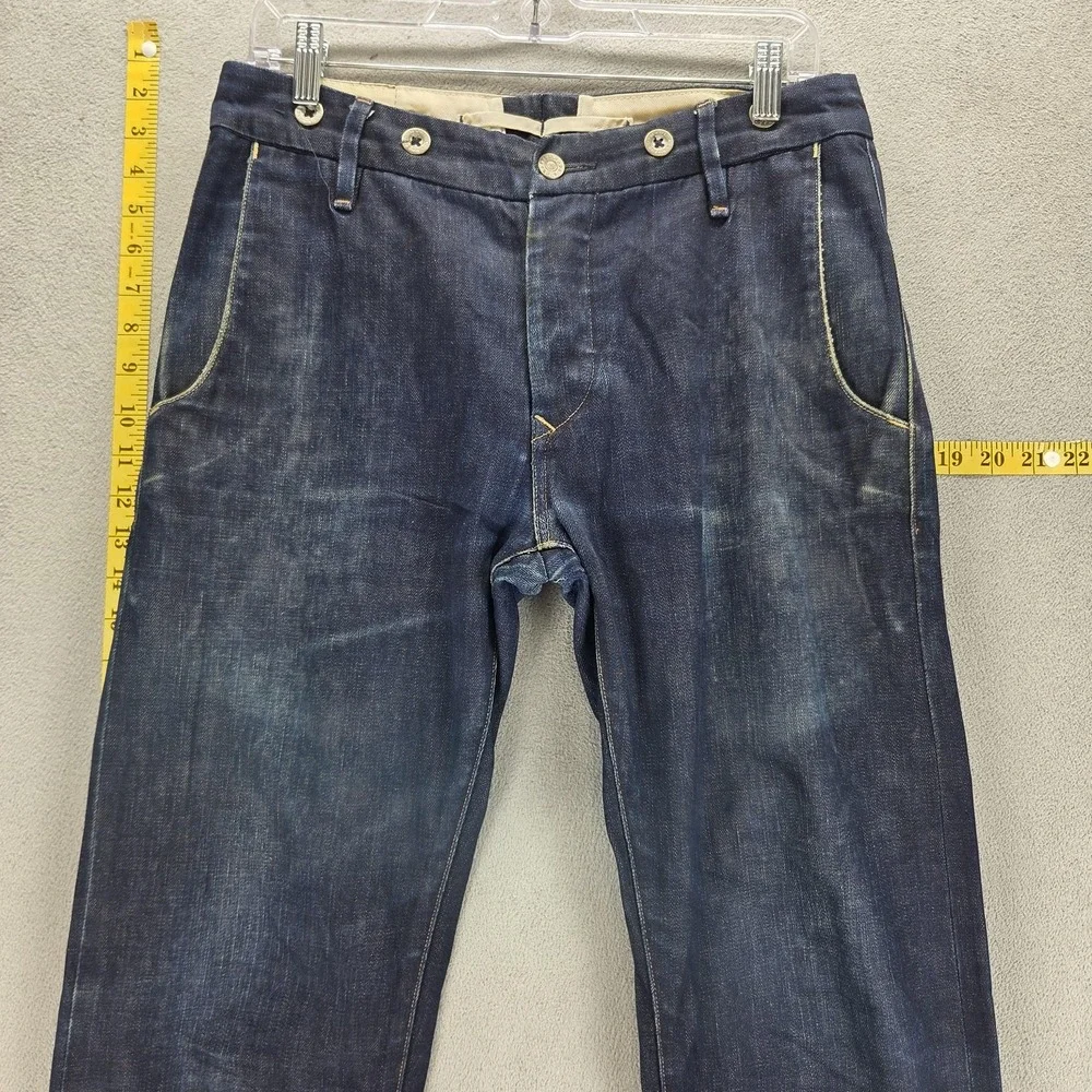 Levis Jeans Mens 30x34 Blue Selvedge Made & Crafted Buckle Back Biker Button Fly